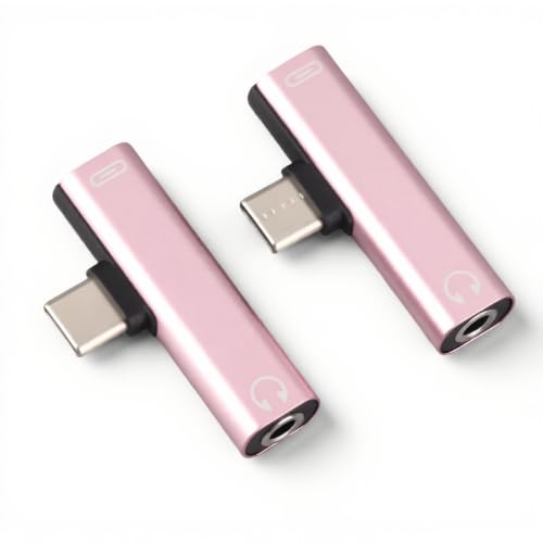 USB C to 3.5MM Audio Adapter, 2Pcs 2 in 1 Universal TypeC to 3.5mm Assist Audio Cable Charger Headset Distributor Adapter for Motorola Moto for Le for Xiaomi 6 for Nubio Z17,
