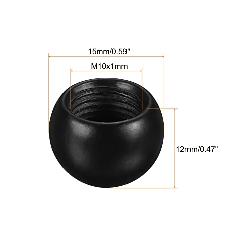 Image of MECCANIXITY M10 Lamp Finial Cap Knob, 15mm Dia. Female Nuts Lamp Decoration Accessories for Lamp Harp Top Lampshade Holder, Black, Pack of 4