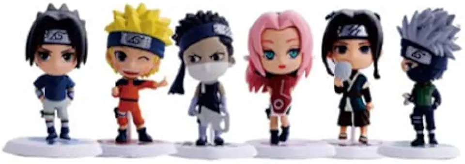 Kit 6 Bonecos Miniaturas Anime Naruto Sasuke Action Figures