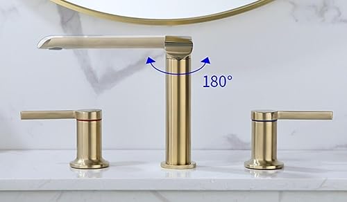 Grifos de lavabo generalizados en latón negro mate y oro cepillado de 3 agujeros 4