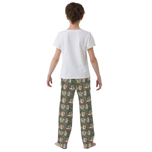 ZZXXB Squirrel Mushroom Leaves Boys Long Pants Soft Trousers Elastic Waist Kids Lounge Bottoms with Pockets S-XL3