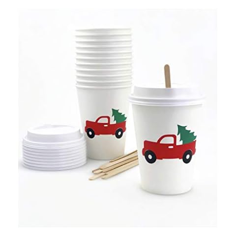 Vintage Red Truck Christmas Party Cups Set Cover