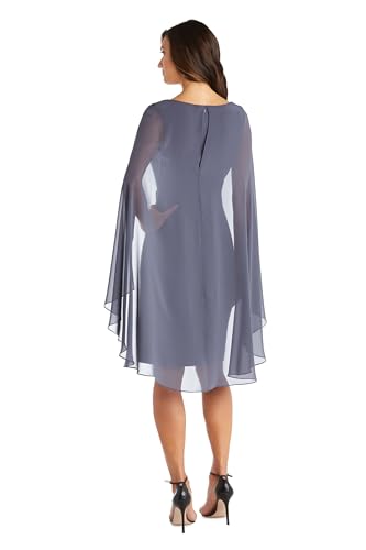 Image of R&M Richards Women's Knee-Length Wrap Dress W /Rhinestone Waist Detail & Chiffon Duster Cape