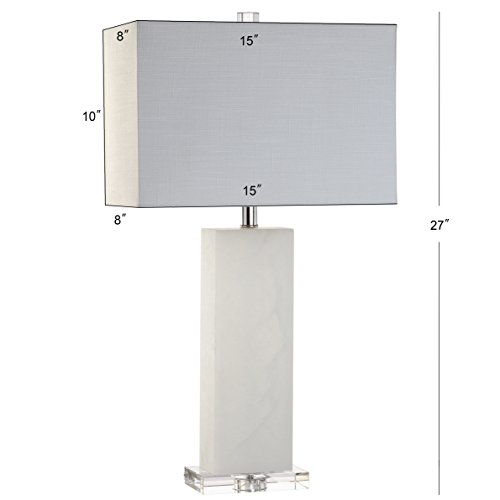 JONATHAN Y 27" White Alabaster Rectangular Table Lamp Contemporary Modern Bedside Nightstand Lamp for Living Room Bedroom with White Linen Shade LED Bulb Included JYL2009A by JONATHAN Y - Used condition - Image 3
