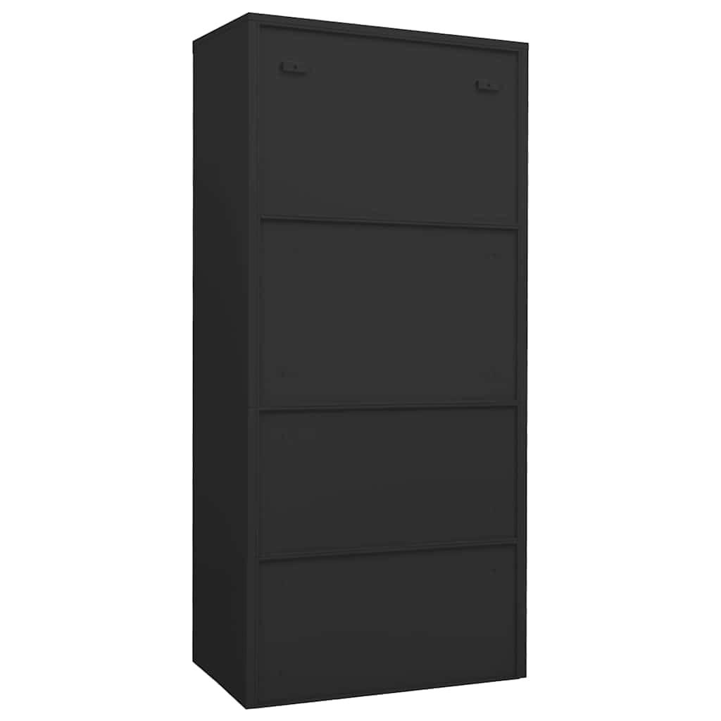 Armario antracita 80 x 50 x 180 cm de acero con 2 estantes, 2 cerraduras y 4 perchas para dormitorio, pasillo, vestidor, armario de lavandería duradero con gran capacidad de almacenamiento