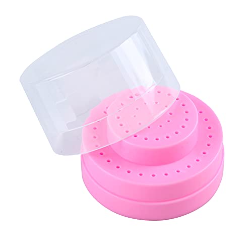 Dental Multi-Use Burs Holder 60 Holes Round With Transparent Cover Autoclave Sterilizer Burs Block For Dental Lab Dentist Tool Plastic Case 1 Pcs Two Size Aperture Color Random #TOP1