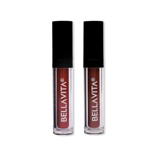 Image of Bella Vita Organic Starry Night Combo|Kiss Proof Liquid Lipstick|Naughty Nude + Mocha Madness|Transfer-Proof|Smudge-Proof|Intense Moisturisation|18-Hr Stay|Ultra Matte Finish|4.5Ml Each