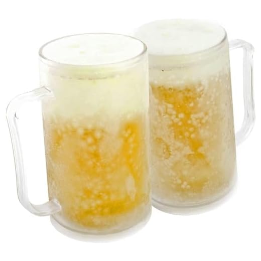Taza de cerveza para congelar: Taza de hielo Frozen Mug vaso para beber de 0,4 litros 400 ml con batería de refrigeración para bebidas permanentemente heladas (2 Jarras de cerveza)