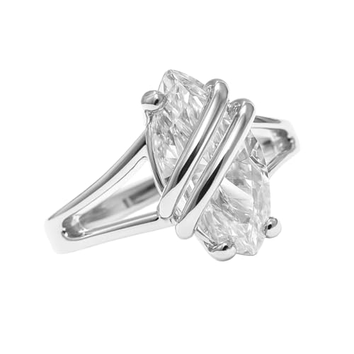 Bague Solitaire Argent 925 Rhodié Femme Marquise Zirconium : Finis les bijoux ternes qui noircissent