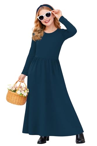 Image of Deerose Girls Maxi Dress Short Sleeve Casual Long Dresses with Pockets 5-14 Years