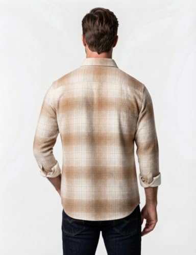 Image of DEEMOON Men's Cotton Blend Regular Fit Shirt | Full Sleeves Checkered Casual Button-Down Shirt for Men (Available in Plus Size)