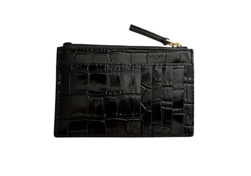 Tory Burch Women's Britten Embossed Zip Card Case Wallet (Black)2