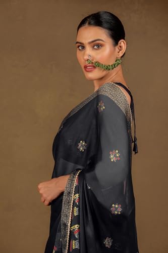 Image of MIRCHI FASHION Saree for Woman Chiffon Foil Work Floral Printed | Ethnic Sari for Function and Farewell with Unstitched Blouse Piece (Available in 15 Colors)