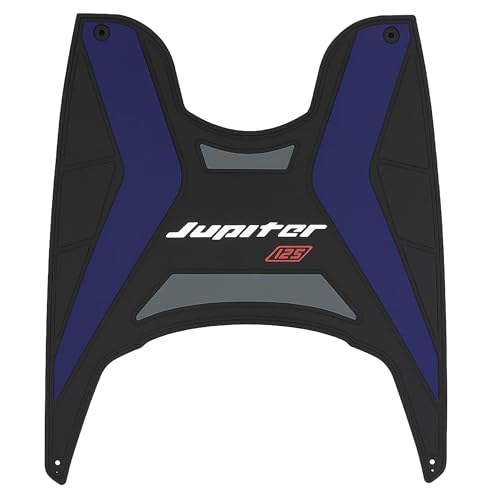 Image of DEEPON Scooter Floor Mat | Jupiter 125 - Red Blue Custom Fit | Waterproof Anti Slip Rubber Footboard Mat All Weather Protection for Scooter
