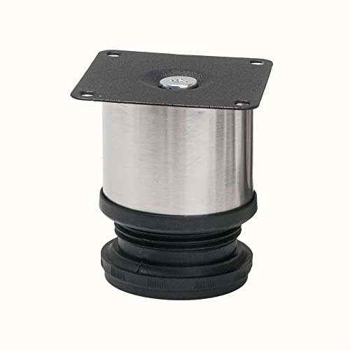 Bqlzr Furniture Cabinet Metal Legs Adjustable Stainless Steel Kitchen Feet Round Black And Silver 50 X 60Mm Pack Of 4 #TOP5