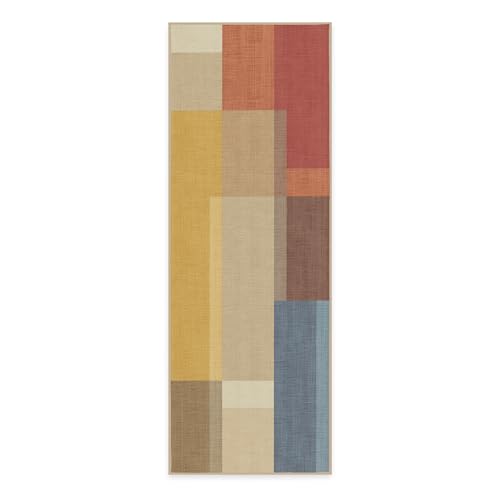 Ruggable Washable 2x7 Runner Rug, Outdoor Campo Multicolor , Premium Modern Rugs Outdoor for Hallway, Kitchen, Entryway, Living Room, Bedroom, Office with Gripper Non Slip Pad