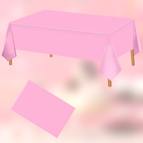 Image of Hxezoc Pink Disposable Plastic Tablecloth, 54 x 108 Inches Waterproof Table Cover for Wedding Birthday Party Baby Shower Decorations Outdoor Indoor Party Supplies