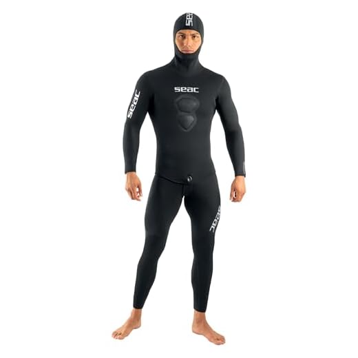Seac Herren Royal 7 Mm Neopren Tauchanzug Für Freitauchen Latzhose Und Kapuzenjacke, Schwarz, 3XL UK