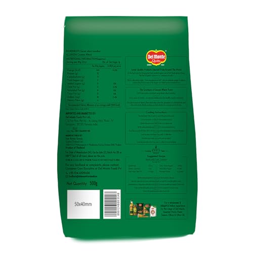 Image of Del Monte Chifferi Pasta (Imported) | Made from 100% Durum Wheat Semolina| No Maida | High in dietary fibre | Source of protein | Cholesterol Free | Low Calories | No Artificial Ingredients, Salt & Sugar | 500g