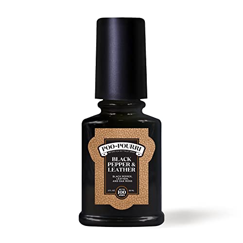 Image of Poo~Pourri Before-You-Go Toilet Spray, Black Pepper Leather, Black Pepper + Leather + Oak Moss scent, 2 Fl Oz