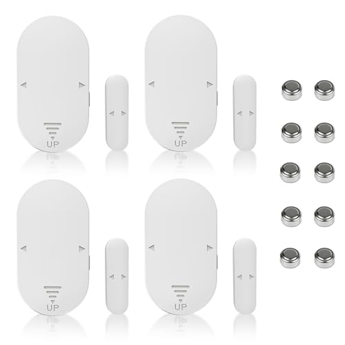 Shackcom 4pcs Alarme de Porte et Fenêtre 130dB Capteur sans Fil Magnétique 5 Modes d'alarme pour...