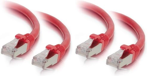 C2G Legrand Cat6 Ethernet Cable, Snagless Shielded Cat6a Patch Cable, Red Network Patch Cable, 1 Foot Snagless STP Ethernet Cable, 1 Count, 00842 (Pack of 2)
