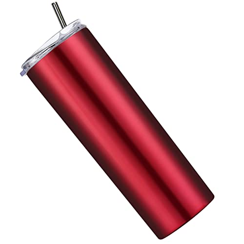 Vaso rojo pitillo con tapa y pajilla, vasos aislados al vacío, tazas de acero inoxidable de 20 onzas, regalo para mujeres, hombres y niños Cover
