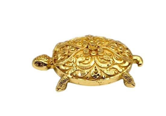 TEJ GIFTS Feng Shui Golden Metal Turtle with Plate for Career, Wealth & Good Luck – Vastu Remedies Tortoise Showpiece for Home & Office Decor – Auspicious Gift Item for Prosperity (Large, Gold)