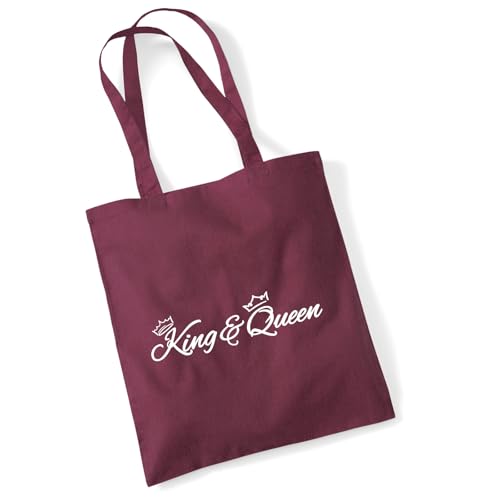 Huuraa borsa di cotone King & Queen Krone Borsa regalo per la spesa in cotone bordeaux da 10 litri King & Queen Krone Sorpresa