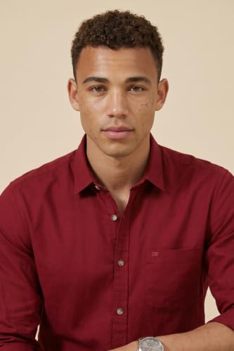 Image of Peter England Men's Solid Slim Fit Full Sleeve Casual Shirt| 100% Cotton