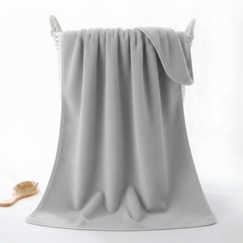 Image of Cotton Bolls Microfiber Large Bath Towel Quick Dry Super Soft Higly Absorbent Lint Free Towel for Bath for Men and Women, Travel, Gym, Beach, Pool, Yoga 70x140 CM, Light Grey
