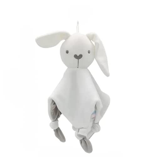 White Bunny Security Blanket, Soft Baby Lovey, Newborn Baby