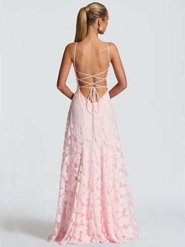 Rjer Floral Bridesmaid Dresses Long Spaghetti Strap Cowl Neck Formal Evening Gowns2