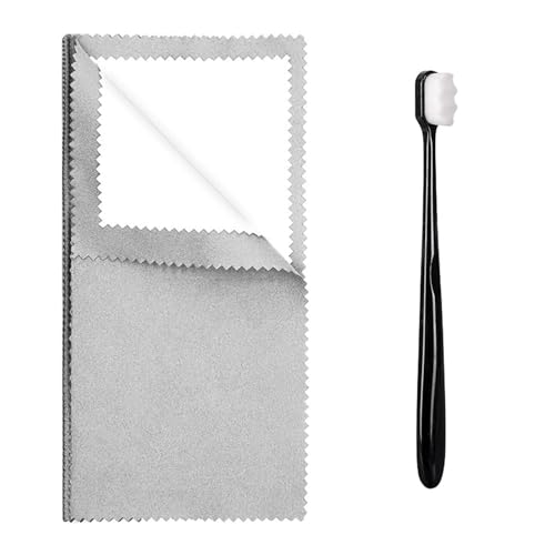 Syyflibb Polishing Cleaning Cloth for Gold Silver and Platinum Jewelry  1 Ultra-Soft Brushes Wave Rings & Chains | Tarnish Removal(Grey)
