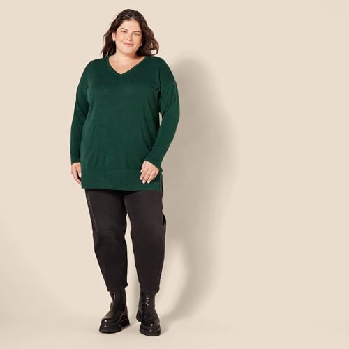 Image of Amazon Essentials Women's Lightweight V-Neck Tunic Sweater, Long Sleeve, Ribbed (Available in Plus Size)