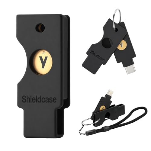 Shieldcase Protective Case for Yubikey 5C NFC Flip Cover Keychain Holder for Yubico Security Key Shockproof Black