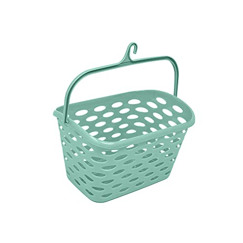 Durable Plastic Peg Tidy Basket Laundry/Clothes Pegs with Handle Light Weight Convenient Size for All Garment Hanging with Hook Washing Line Airer Basket (MintGreen Peg Basket) - Image 3