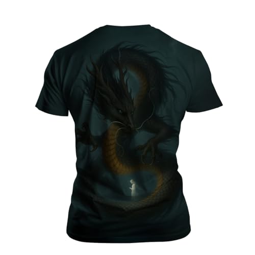 Blissboy Funny Dragon Graphic T-Shirt Novelty Short Sleeve Crewneck Shirt