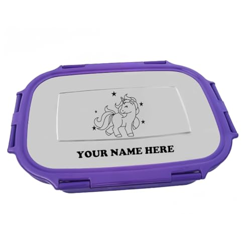 Image of ncgifts Personalized Tiffin | Customized Lunch Box | Personalized Stainless Steel Tiffin Box | Your Child's Name and Favourite Character Engraved | for Scholl Students (Purple)