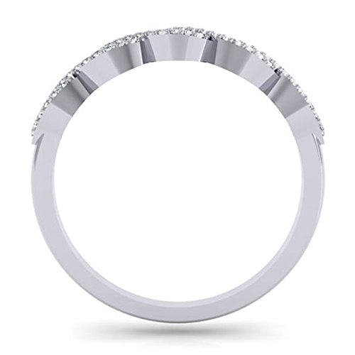 Dazzlingrock Collection 0.25 Cttw 10K Round Blue & White Diamond Bridal Stackable Wedding Swirl Band 1/, Solid White Gold2