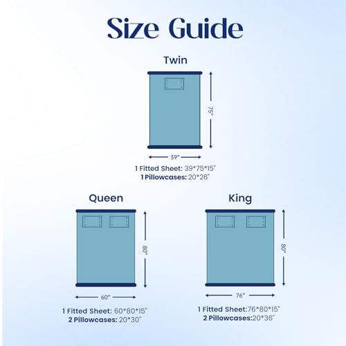 Dream Valley King Cooling Fitted Sheet Set 3-Pcs 15" Deep Pocket Dream Blue - image 8