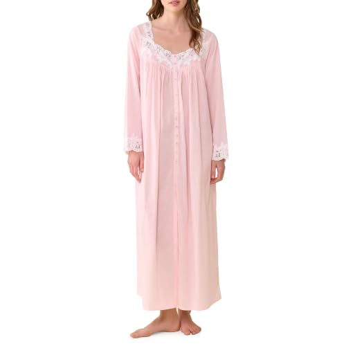 Image of Eileen West Queen Anne's Lace Womens Sleepwear & Loungewear - Florentine Lace Collection - 100% Long Sleeve Soft Long Robe