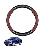 Round Shape Car Steering Wheel Cover for T60 2017-2022 Carbon Fiber and Microfiber PU Leather