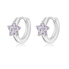 Silver Purple CZ Flower
