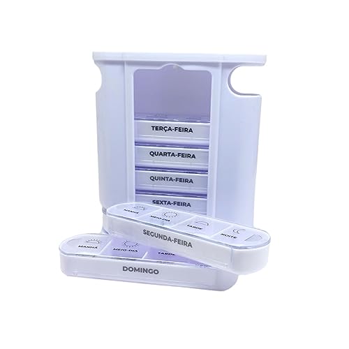 Porta Comprimido Torre com Gavetas para Organização Semanal Remédio
