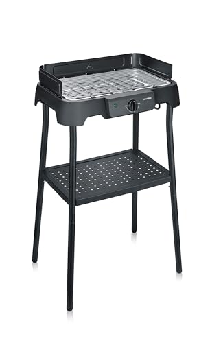 Severin Parrilla Eléctrica de Mesa con Placa de Aluminio y Soporte, Negro PG 8596