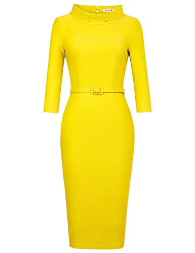 Image of MUXXN Women's 1950s Vintage 3 /4 Sleeve Elegant Collar Cocktail Evening Dress