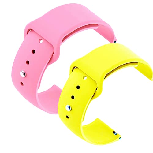 Image of YODI New Accessories Silicone 22MM Strap Belt Band for Smart Watch (Set of 2 Color) Combo Pack (Smart Watch NOT Included) (Pink-Yellow)