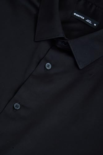 Image of SNITCH Men Formal Shirt | Modern Slim Fit Long Sleeve Spread Collar Solid Style | 100% Cotton Breathable Fabric for Office, Weddings & Festive Occasions Wear
