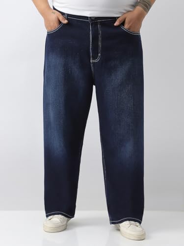 Image of Urbano Plus Men's Loose Baggy Fit Washed Jeans Non-Stretchable